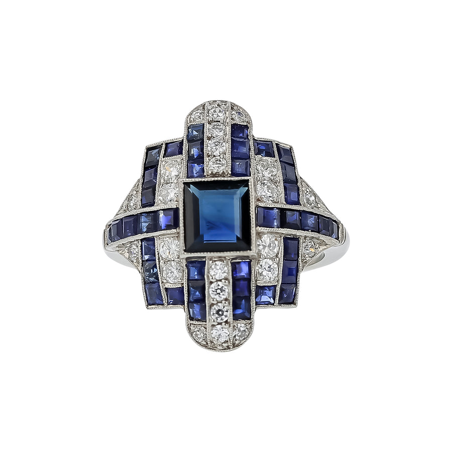 3.60ct Sapphire and 0.90ct Diamond Ring in Platinum, size 7