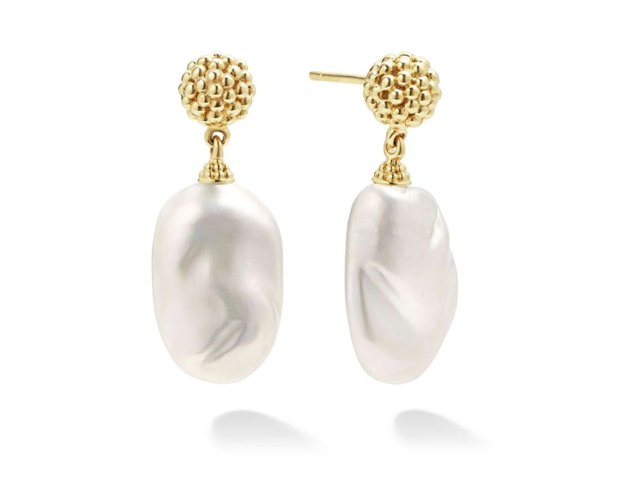 Luna Baroque Pearl Drop Earrings in 18K Yellow Gold