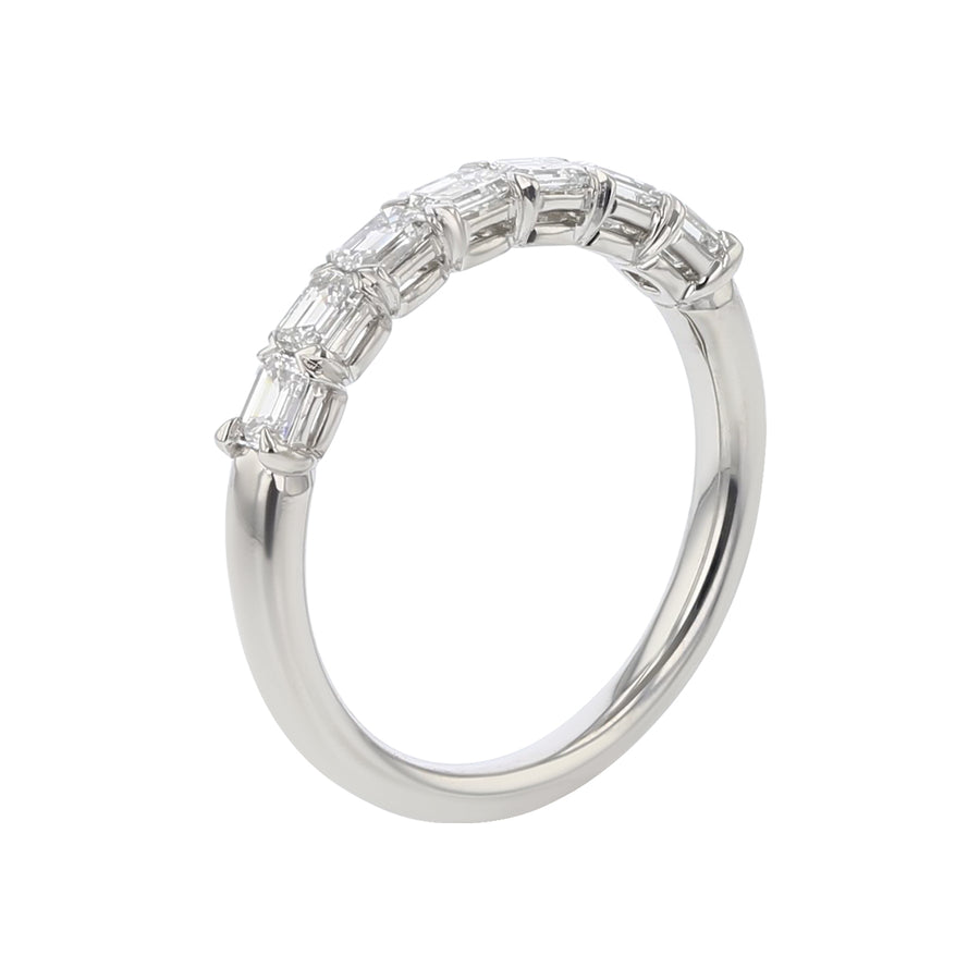 Grand Aire Petite 0.80ct Emerald Cut Diamond Partway Band in Platinum, Size 6