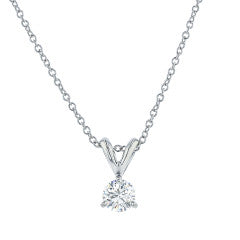 0.40ct Round Brilliant Diamond Pendant in 14k White Gold, 18" chain