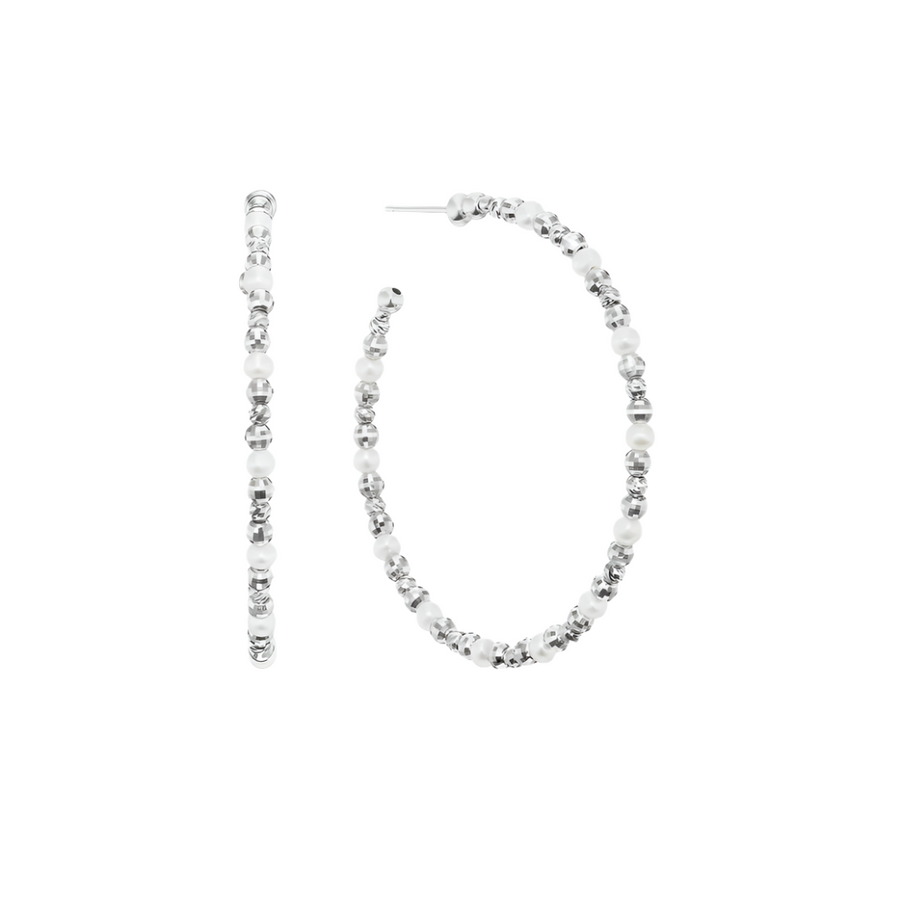 Debut Pearl Hoops Earrings in Platinum