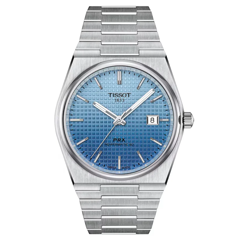 40mm PRX Powermatic 80 Light Blue Dial with Date Watch in Stainless Steel with Bracelet