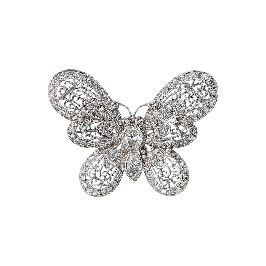 0.96ct Diamond Butterfly Pin and Pendant in Platinum