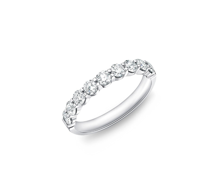 Petite Prong 0.99-1.11ct Diamond 9-Stone Band in Platinum, size 7.5