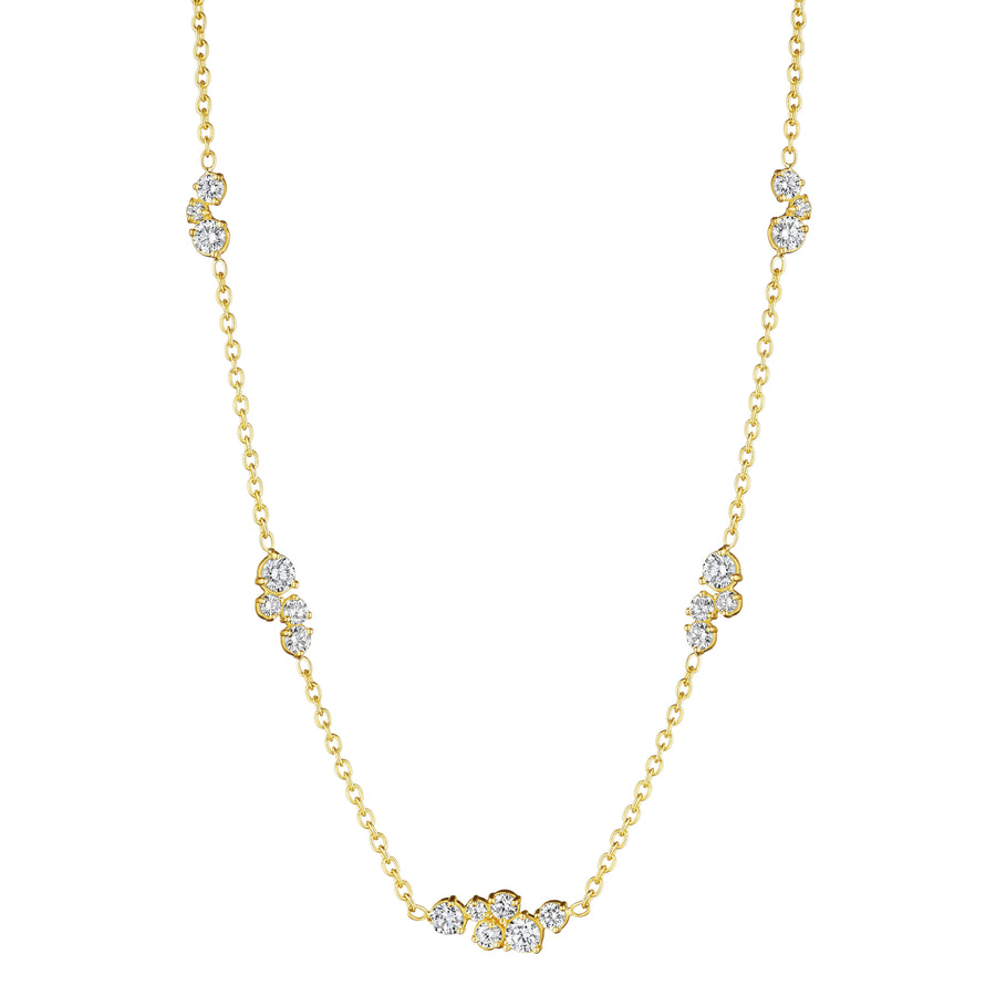 Stardust 0.76ct Diamond Cluster Station Necklace in 18K Yellow Gold, 18"