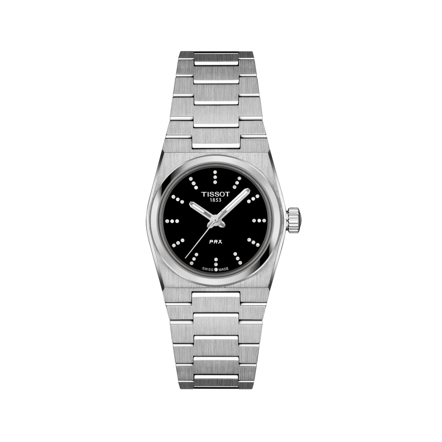 25mm PRX Quartz Watch with Black Dial in Stainless Steel, Bracelet