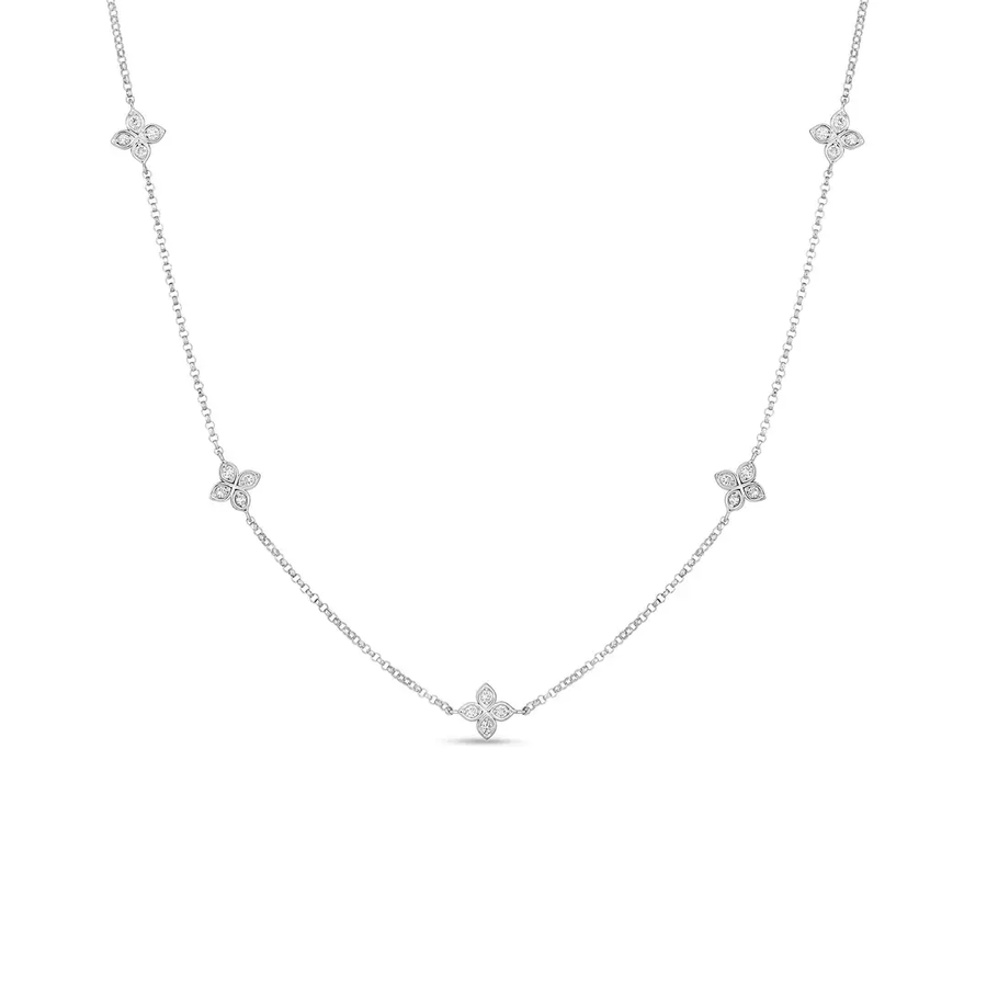 Love by the Inch 0.22ct Diamond Necklace in 18K White Gold, 14-17" chain