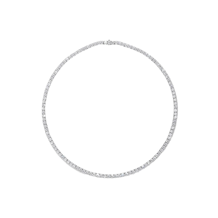 Signature Uniform 8.84-9.25ct Diamond Tennis Necklace in 18K White Gold, 18"