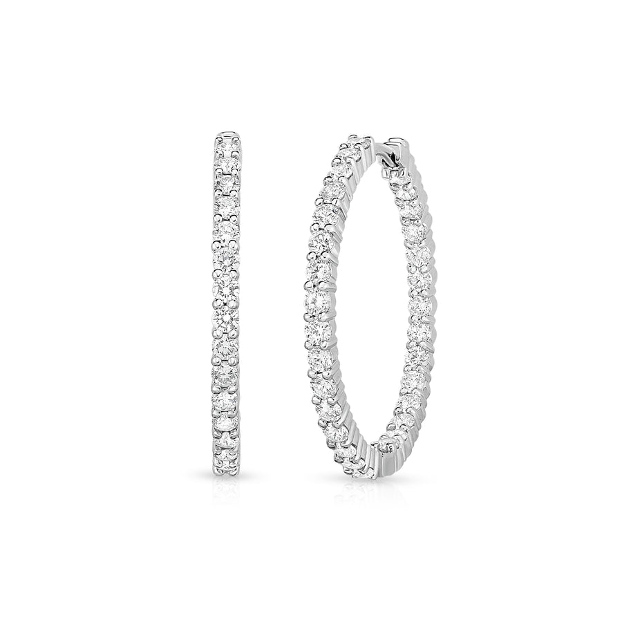 Perfect Diamond 2.84ct Diamond Inside Out Hoop Earrings in 18K White Gold