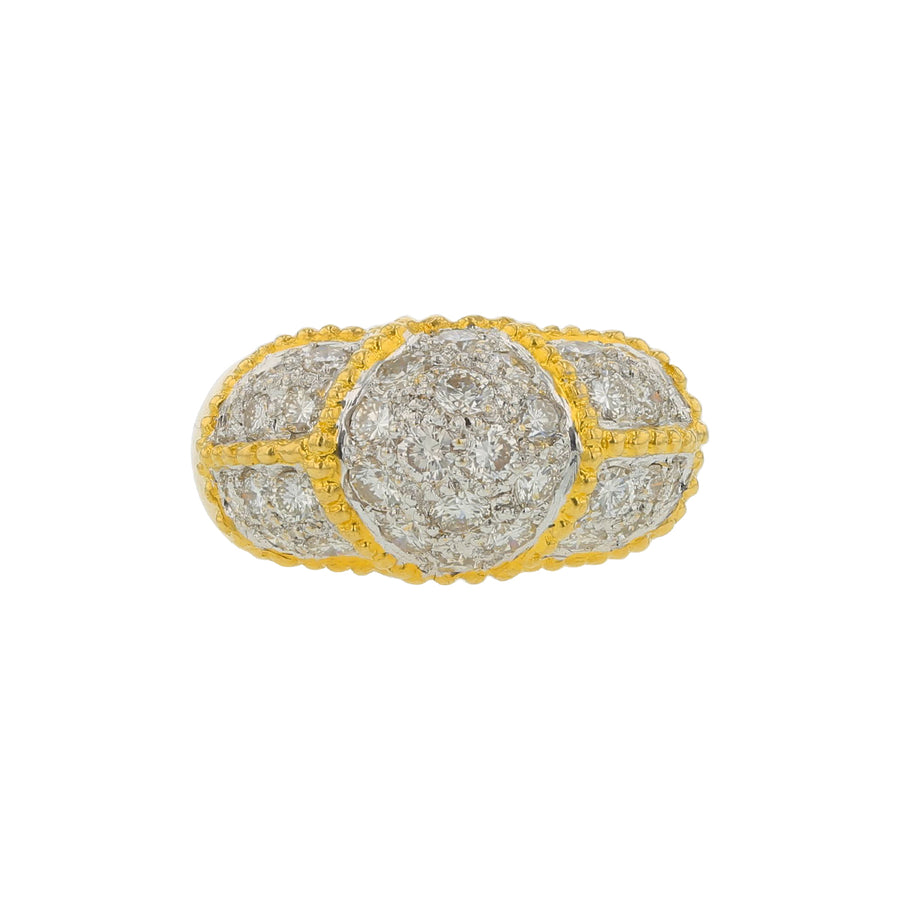 1.70ct Diamond Dome Ring in 18K Yellow Gold, size 6