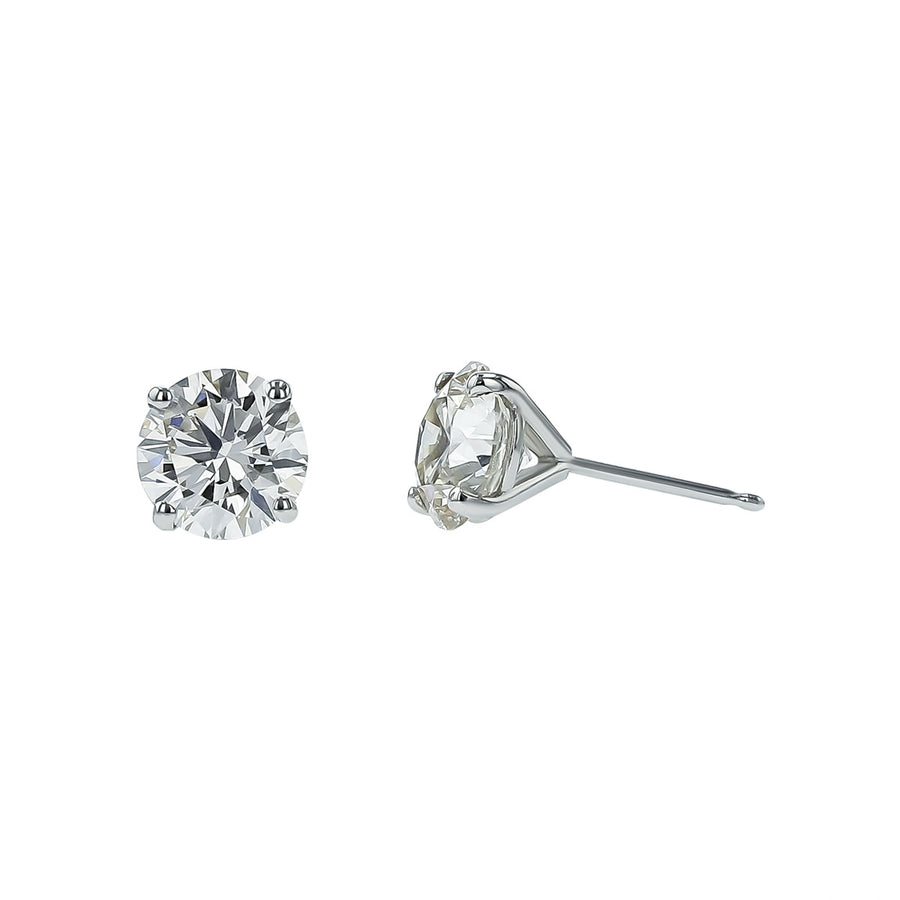 2.41ct Round Brilliant Diamond 4 Prong Stud Earrings in 14K White Gold
