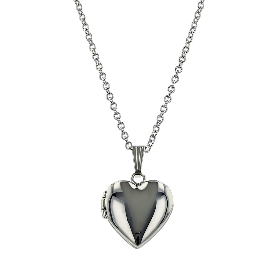 12mm Heart Locket with 15" Cable Chain in Sterling Silver
