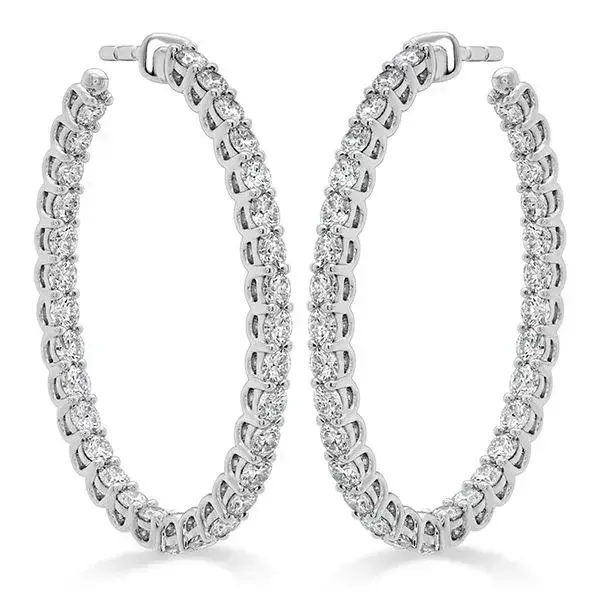 Signature 2.61-2.71ct Diamond Oval Hoop Earrings in 18K White Gold