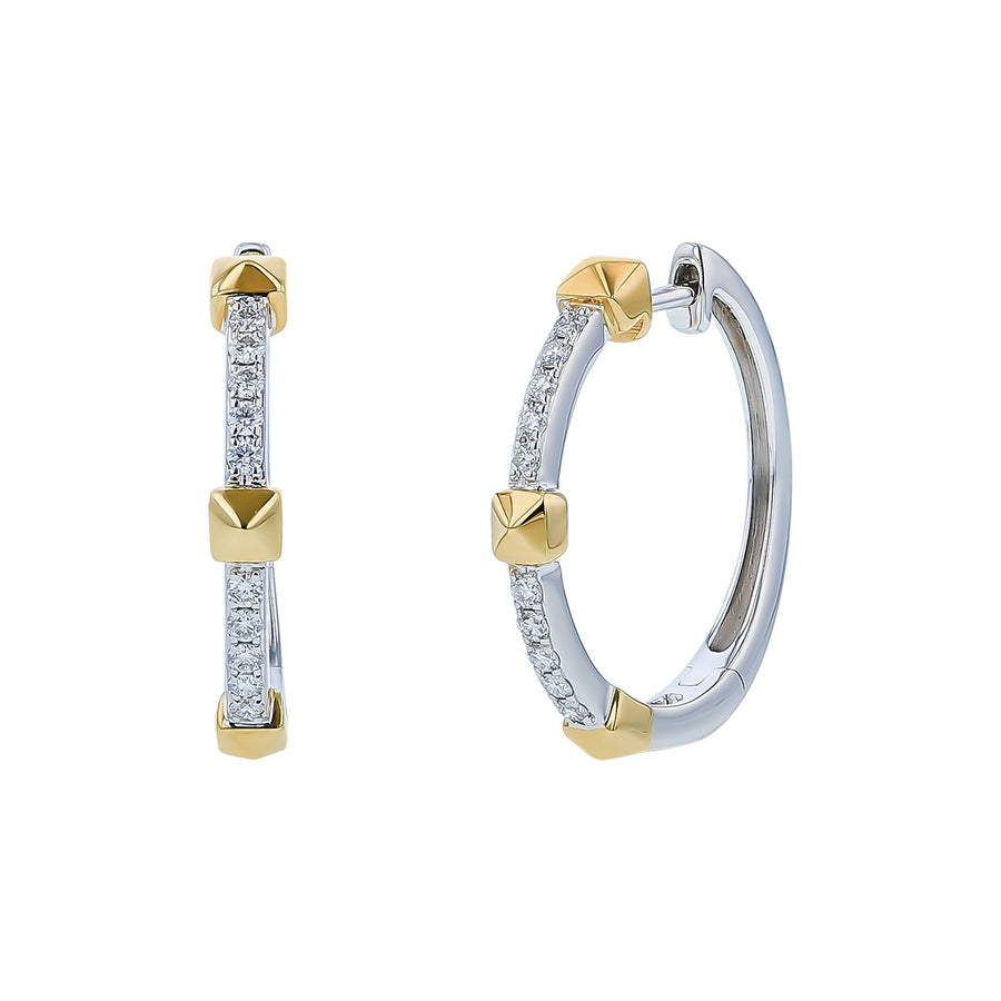 0.21ct Diamond Hoop Earrings in 14K Yellow and White Gold
