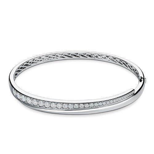 Vela 1.15-1.22ct Diamond Crossover Bangle in 18K White Gold