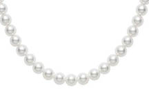 A strand of pearl necklace with 14K white gold setting.