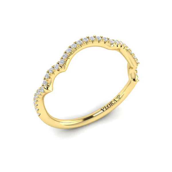 Botanical 0.16ct Diamond Curved Partway Band in 18K Yellow Gold, size 6.5