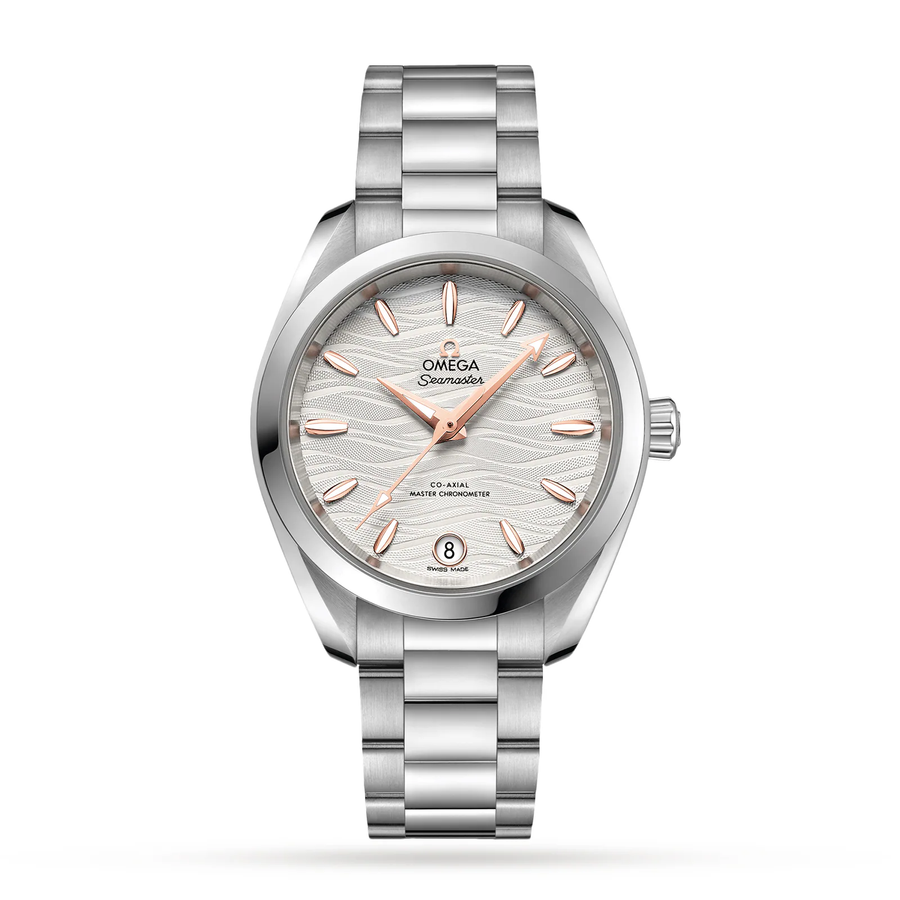 34mm Seamaster Aqua Terra 150M Watch with Opaline Silvery Dial in Stainless Steel, Bracelet
