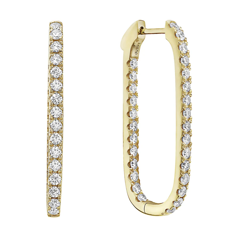 1.52ct Diamond Hoop Earring in 14K Yellow Gold