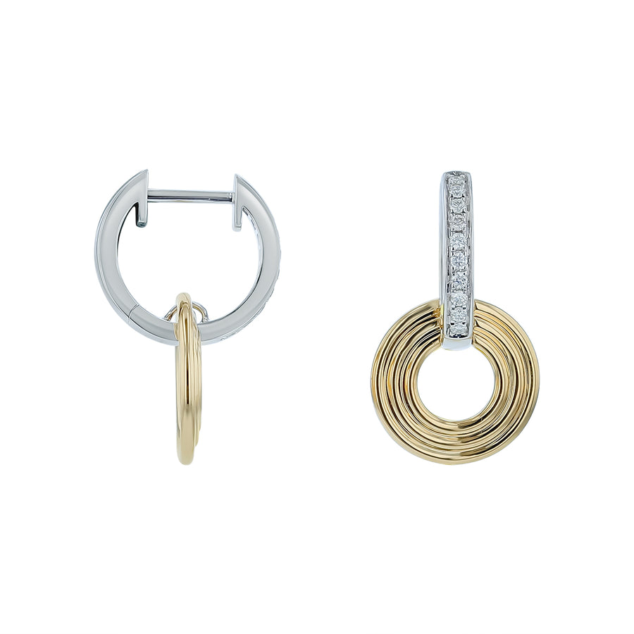 0.14ct Diamond Drop Earrings in 14K Yellow and White Gold