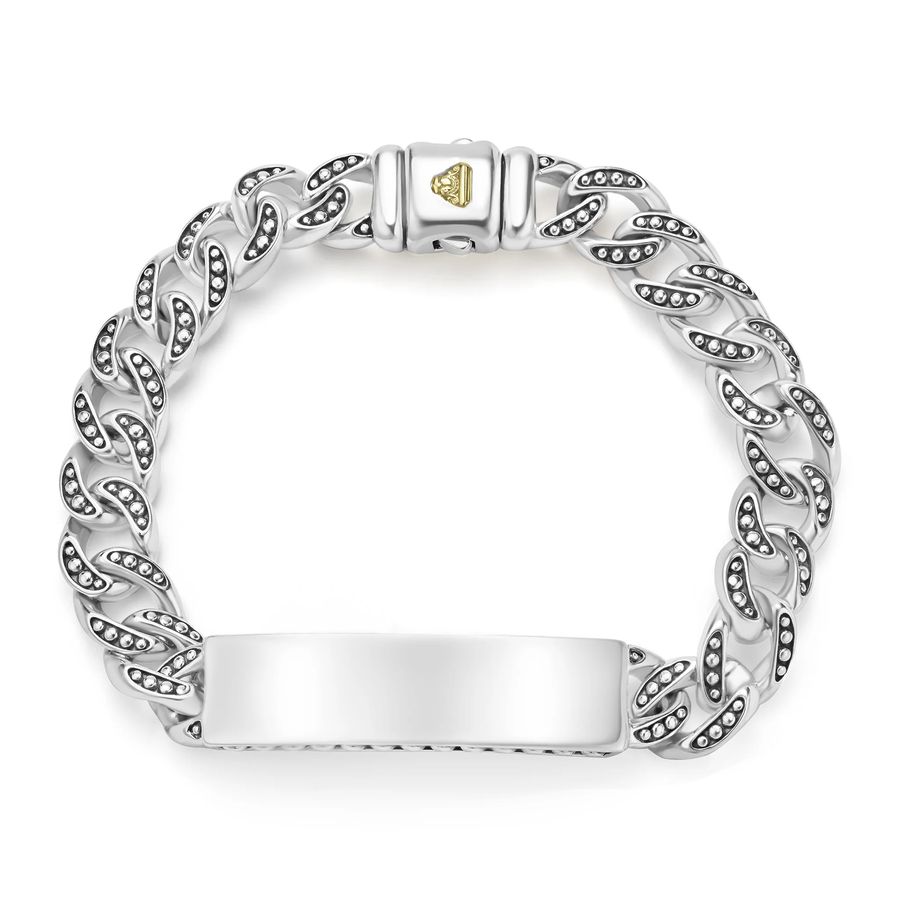 Anthem 12mm Curb ID Chain Bracelet in Sterling Silver Size Large