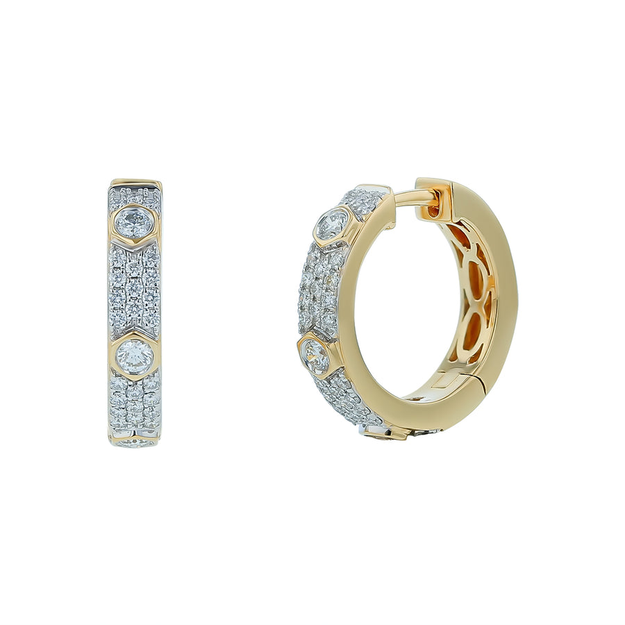 0.56ct Diamond Hoop Earrings in 14K Yellow and White Gold