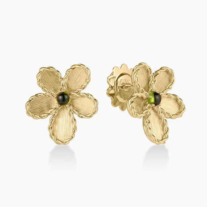 Jasmine Green Tourmaline Stud Earrings in 18K Yellow Gold
