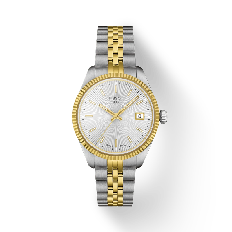 34mm Ballade Quartz Watch with Silver Dial in Stainless Steel with Yellow Gold PVD, Bracelet