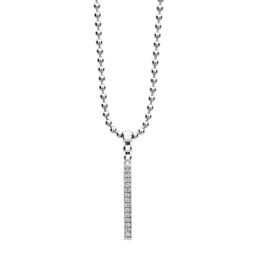 Caviar Spark 0.20ct Diamond Linear Necklace in Sterling Silver with Lobster Clasp, 16-18"