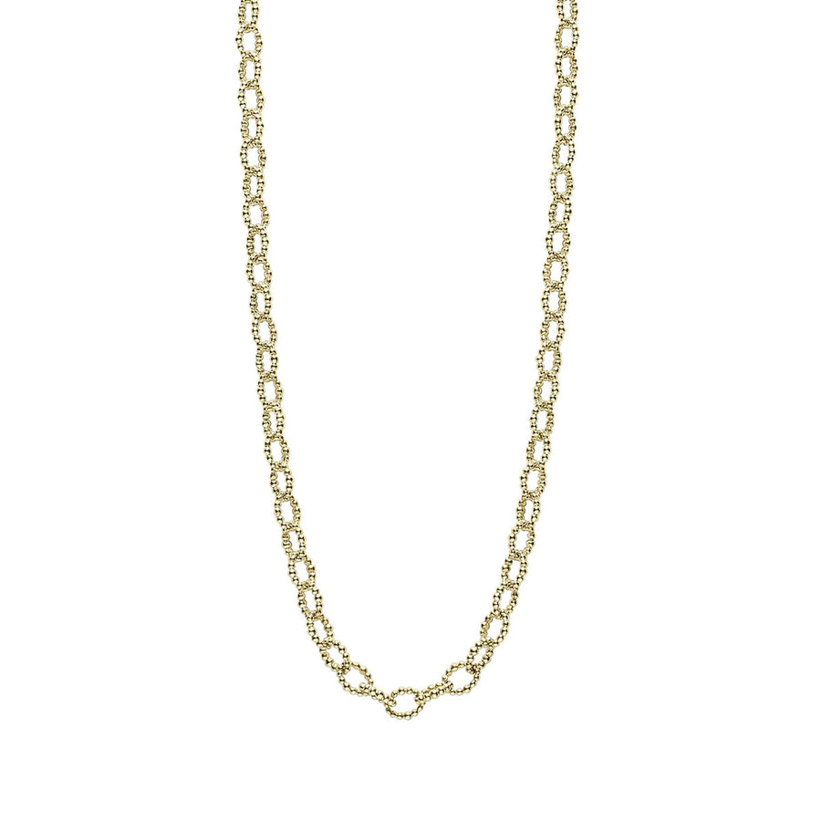Signature Caviar Oval Link Chain Necklace in 18K Yellow Gold, 18"