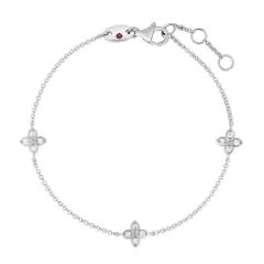 Love by the Inches 0.13Ct Diamond 3 Station Bracelet in 28K White Gold, "6.5-7.5"