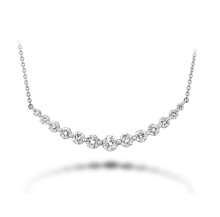 Smile 2.03-2.13ct Diamond Bar Necklace in 18K White Gold, 18in