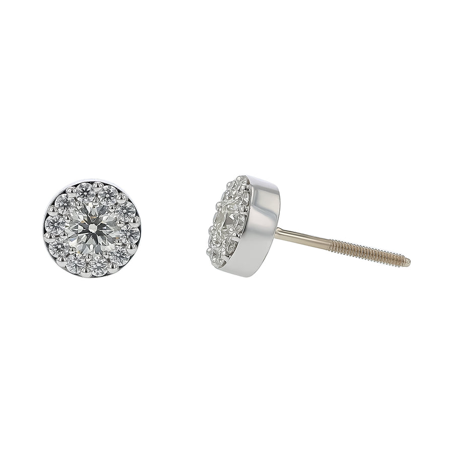 Hearts On Fire 0.55ct Diamond Halo Stud Earrings in 18K White Gold