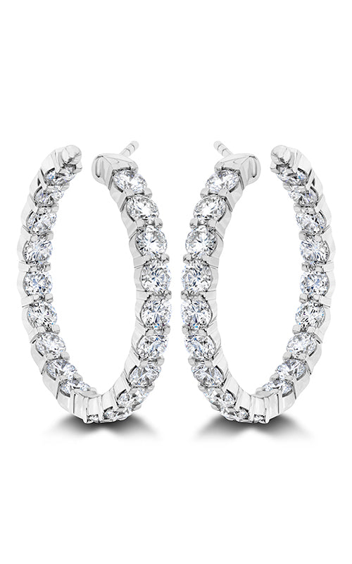 3.01-3.15ct Diamond Petite Prong Round Hoop Earrings in 18K White Gold