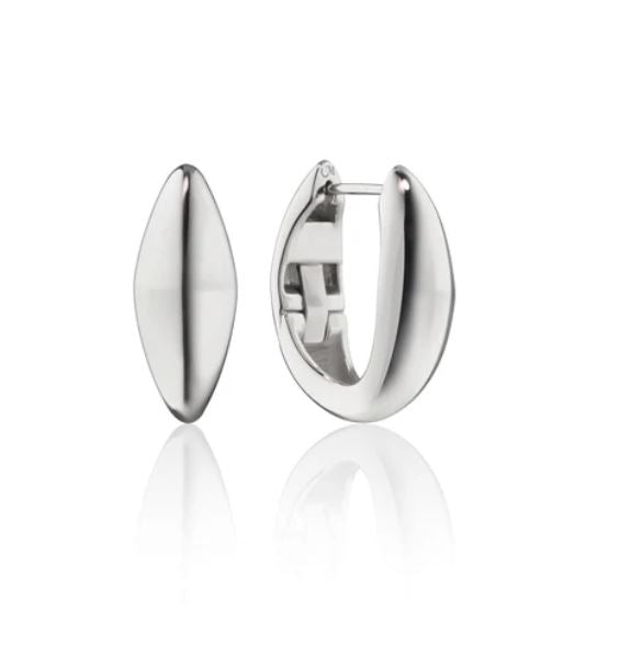Point North Hoop Earrings in Sterling Silver, Extra Large