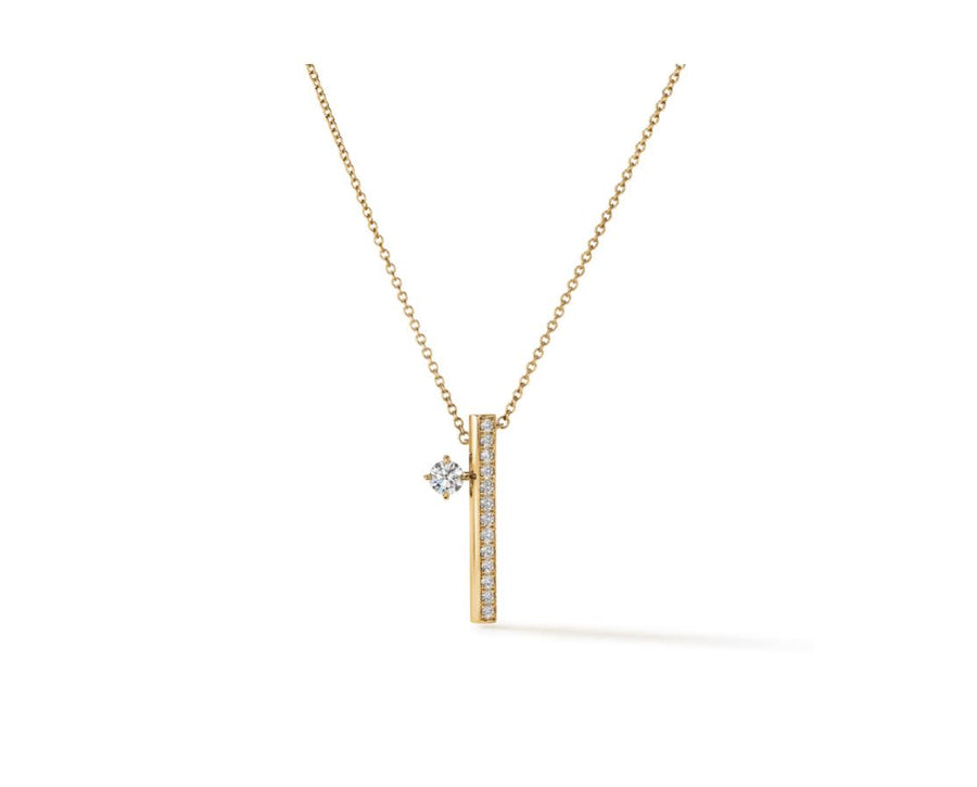 Barre Floating 0.52ct Diamond Pave Bar Necklace in 18K Yellow Gold, 18"
