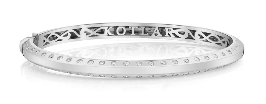 18K WHITE GOLD DIAMONDS=0.86CT BURNISH BEVEL BANGLE