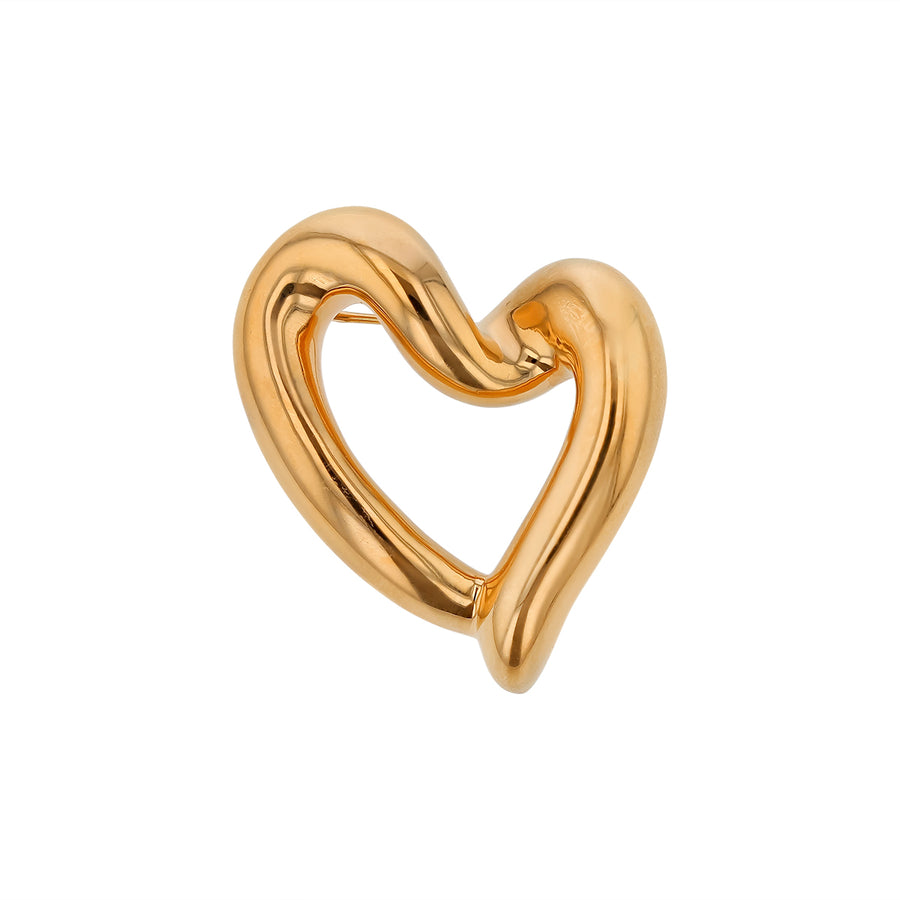 Heart Shaped Electoform Large Pin in 18K Yellow Gold
