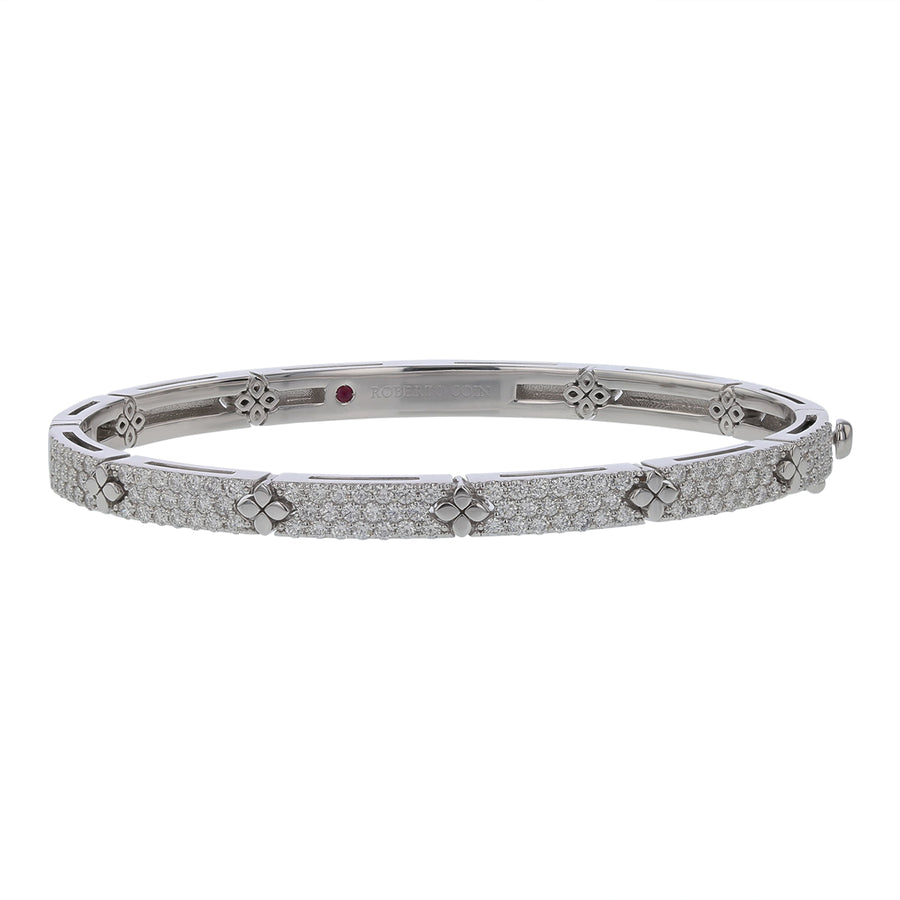 Love in Verona 1.45Ct Diamond Pave Bangle in 18k White Gold