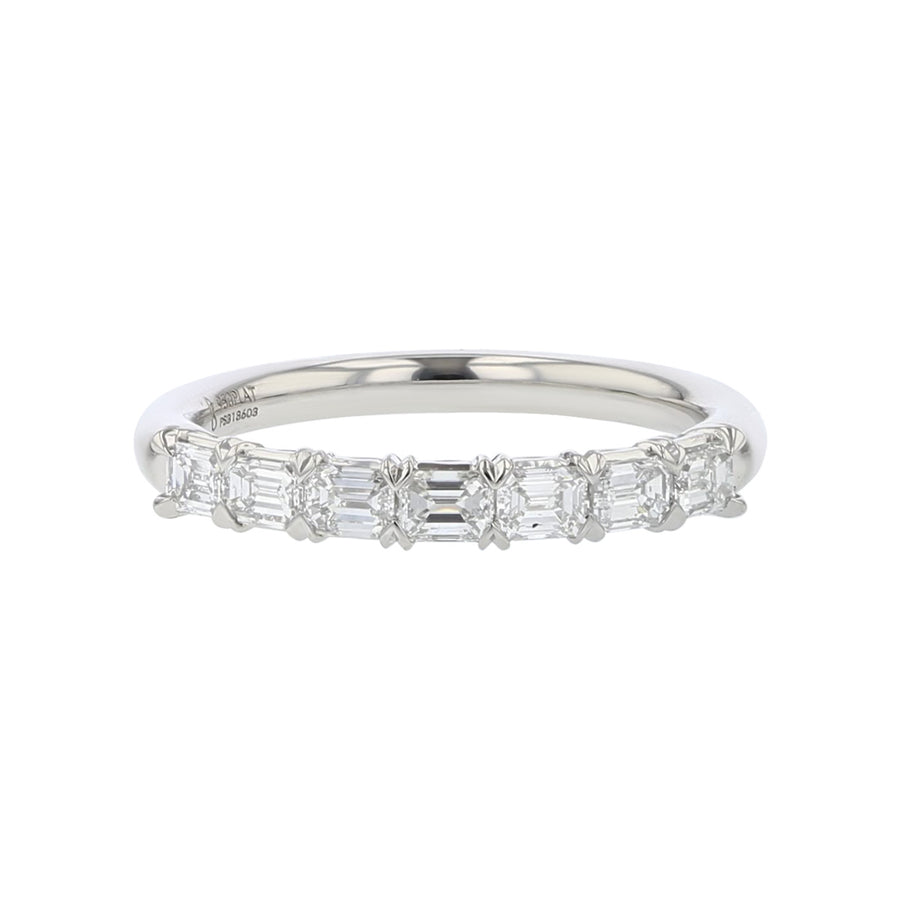 Grand Aire 0.80Ct Diamond Petite Emerald Cut Partway Band in Platinum, Size 6