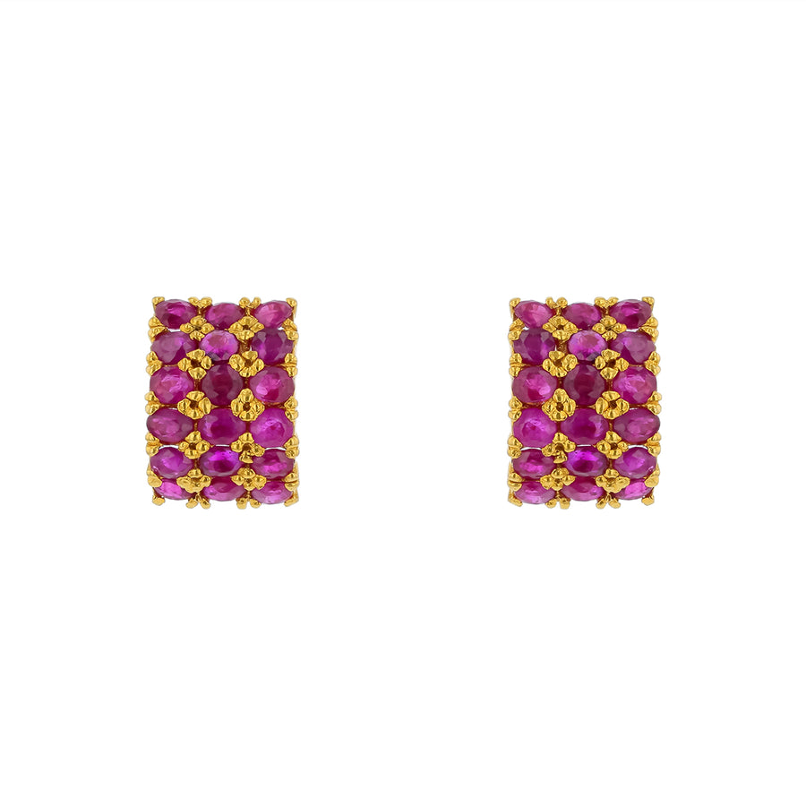 5.00ct Round Ruby Earrings in 18K Yellow Gold