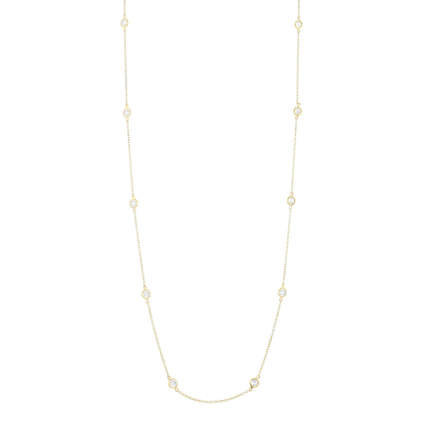 1.00ct Diamond 1mm Eyeglass Station Necklace in 18K Yellow Gold, 18"