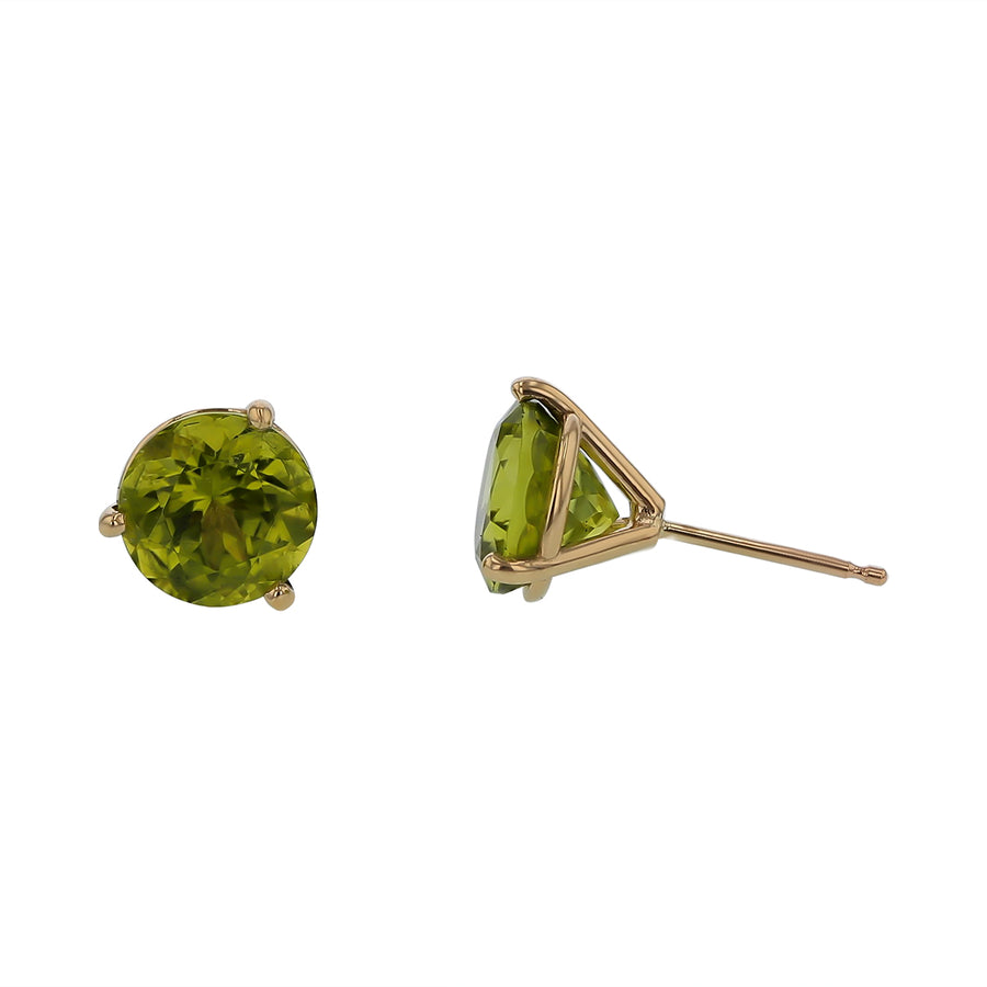 4.51ct Round Pakistani Peridot Stud Earrings in 14k Yellow Gold