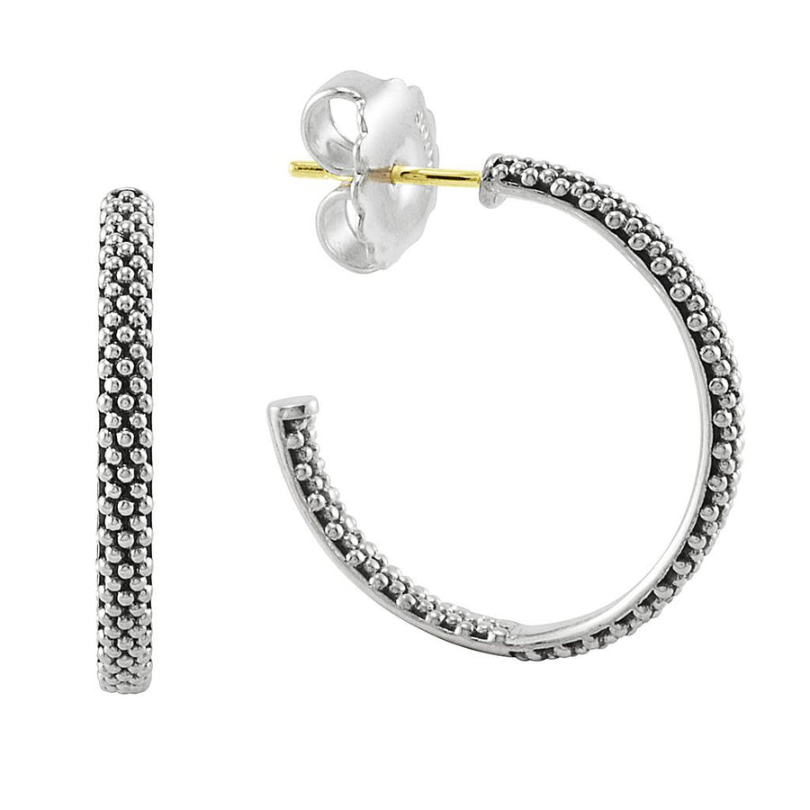 25mm Signature Caviar Hoop Earrings in Sterling Silver