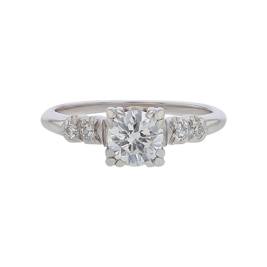 0.65ct Round Diamond and 0.08ct Diamond Ring in 14k White Gold