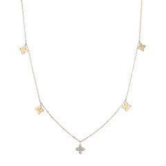 Love by the Inch 0.08ct Diamond 5 Station Necklace in 18K Yellow Gold, 17"