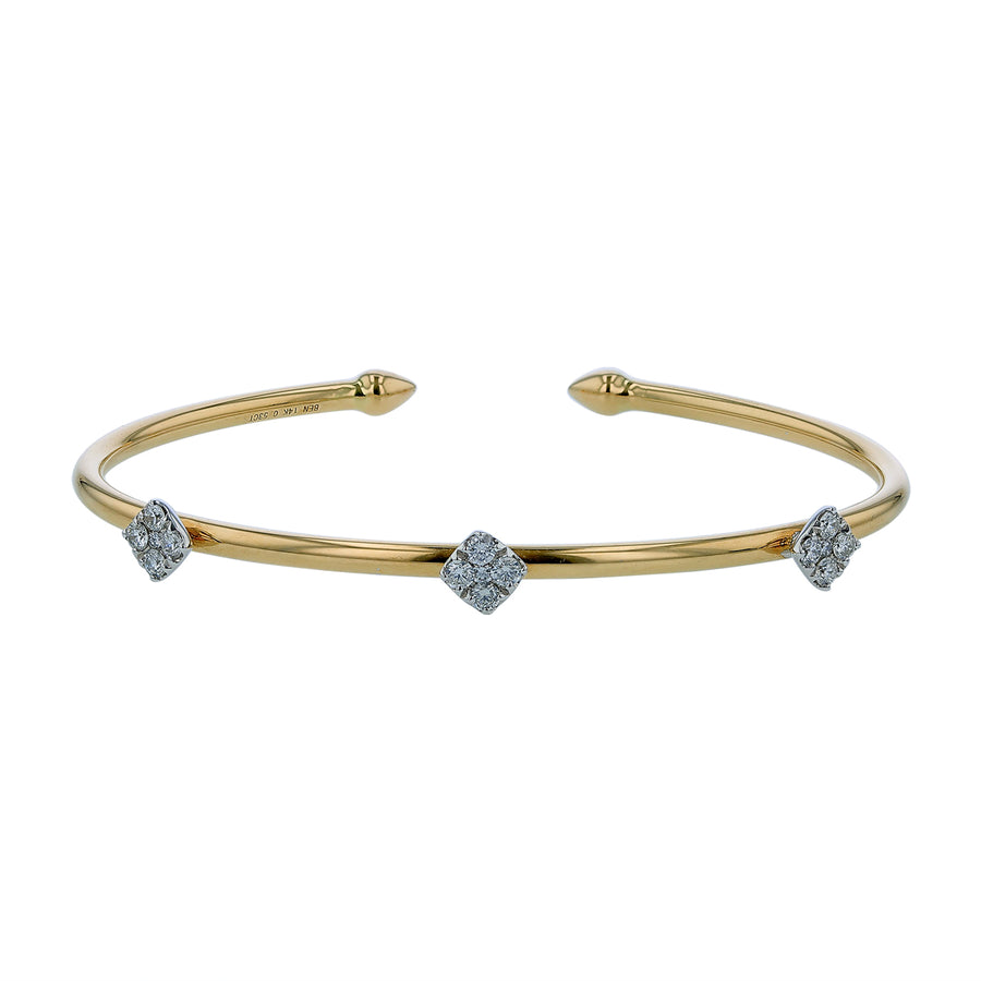 0.53ct Diamond Station Bangle Bracelet in 14K Yellow and White Gold