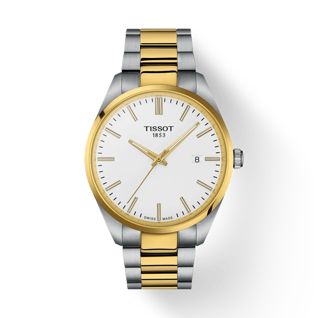 40mm PR 100 Watch with White Dial in Stainless Steel with Yellow Gold PVD, Bracelet