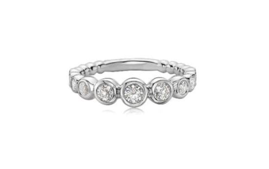 0.47ct Diamond Bubble Tapered Ring in 18K White Gold, size 6.5