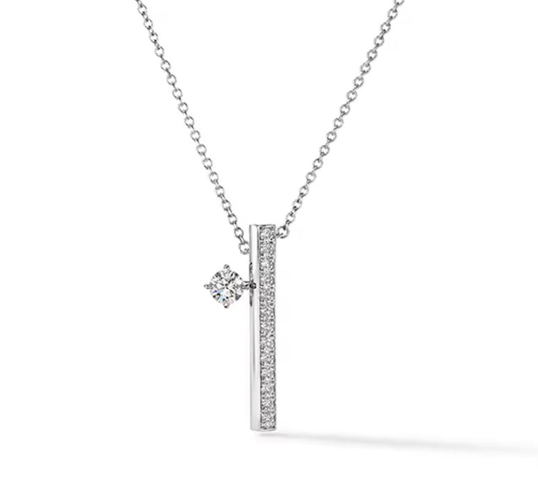 Barre Floating 0.40-0.50ct Diamond Necklace in 18K White Gold, 18"